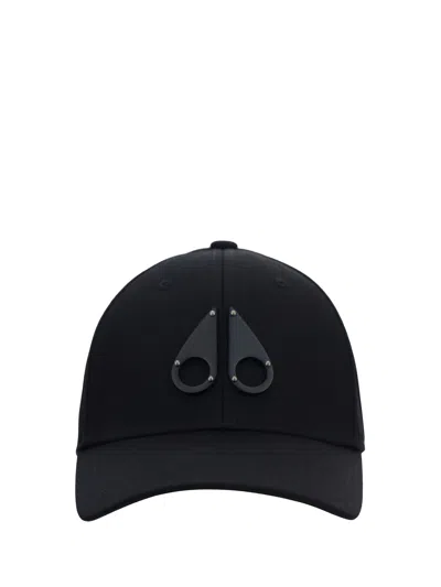 Moose Knuckles Mens Black W Black Logo Icon Logo-embellished Cotton-twill Cap 1size In Black Black