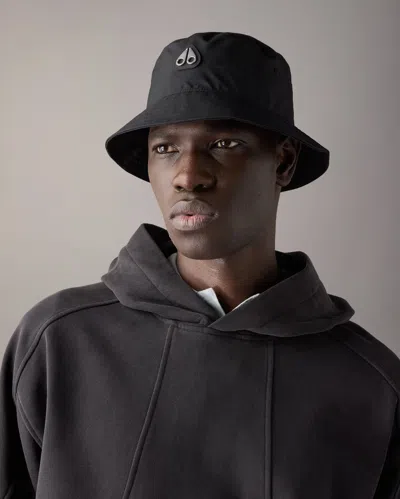 Moose Knuckles Logo Icon Bucket Rain Hat In Black