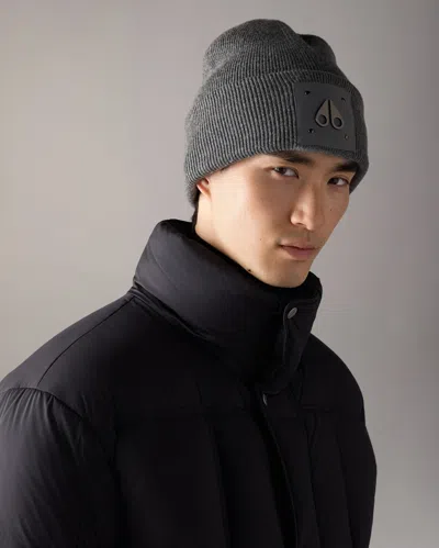 Moose Knuckles Logo Icon Wool Beanie In Cement