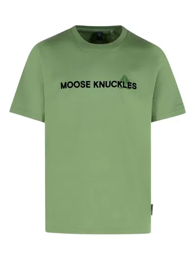Moose Knuckles Logo-lettering Cotton T-shirt In Green