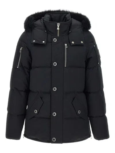Moose Knuckles Logo-patch Coat In Black
