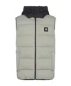 Moose Knuckles Logo-patch Hooded Padded Gilet In Gray