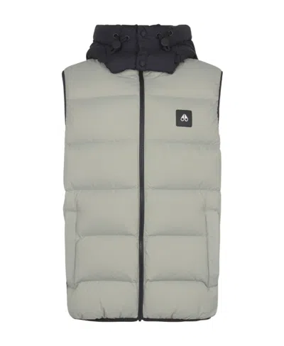 Moose Knuckles Logo-patch Hooded Padded Gilet In Gray