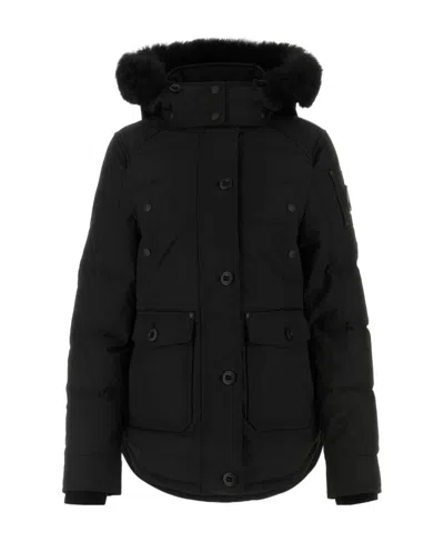 Moose Knuckles Logo-patch Padded Jacket In Black
