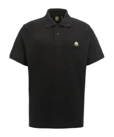 Moose Knuckles Logo Patch Short-sleeved Polo Shirt In Black