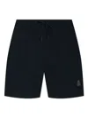 Moose Knuckles Logo Patch Swim Shorts In Blue