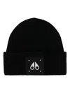 Moose Knuckles Logo-patch Wool Beanie In Black