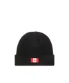 Moose Knuckles Logo Patch Woolen Cap In Black