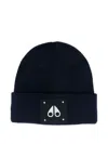 Moose Knuckles Logo-plaque Beanie In Blue