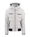 Moose Knuckles White Cloud Bomber Hooded Quilted Jacket In White