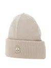 Moose Knuckles Logo-plaque Ribbed Beanie In Neutral