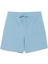 Moose Knuckles Logo Swim Shorts In Blue