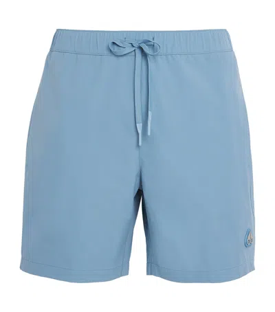 Moose Knuckles Logo Swim Shorts In Blue
