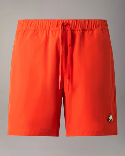 Moose Knuckles Logo Swim Shorts In Orange