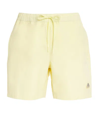 Moose Knuckles Logo Swim Shorts In Yellow