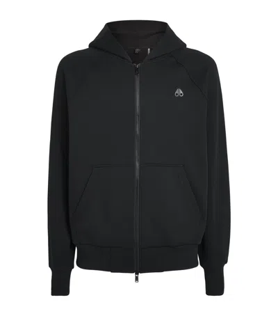 Moose Knuckles Logo Yul Zip-up Hoodie In Black