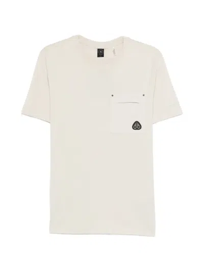 Moose Knuckles Logo-appliqué T-shirt In Neutral
