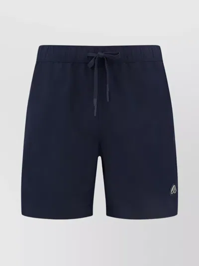 Moose Knuckles Logoed Swim Trunks With Side And Back Pockets In Blue