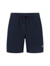 Moose Knuckles Logoed Swim Trunks With Side And Back Pockets In Navy