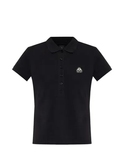 Moose Knuckles Logo-patch Piqué Polo Shirt In Black