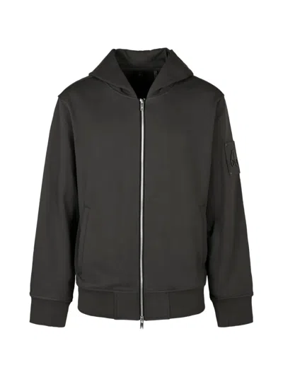 Moose Knuckles Cotton French Terry Zip-up Hoodie With Attached Hood In Multi