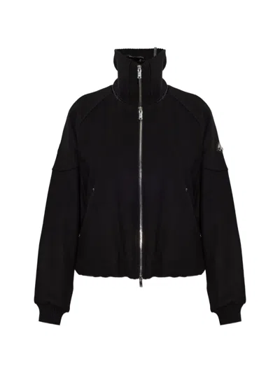 Moose Knuckles Logo-patch Zip-up Puffer Jacket In Black