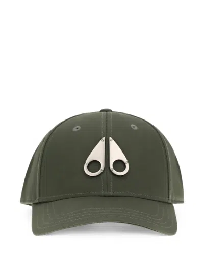 Moose Knuckles Cotton Twill Baseball Cap With Logo And Adjustable Strap In Green