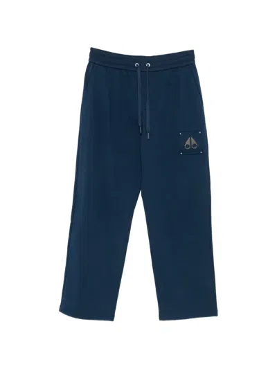 Moose Knuckles Logo-plaque Track Pants In Blue