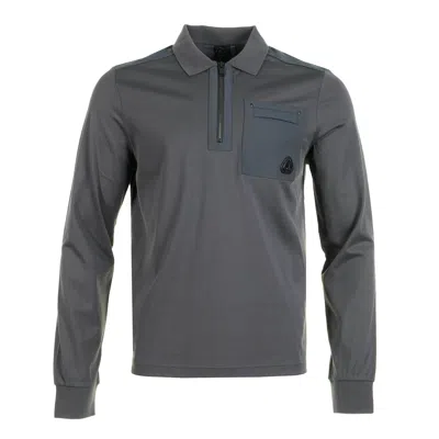 Moose Knuckles Long Sleeve Dalon Polo Shirt Cement In Gray