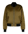 Moose Knuckles 'jet' Green Reversible Bomber Jacket With Logo Plate In Brown