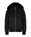 Moose Knuckles Shearling Trim Down Bomber Jacket In Black