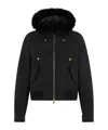 Moose Knuckles Hooded Bomber Jacket Fur Trim In Black