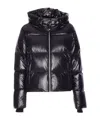 Moose Knuckles Hooded Padded Quilted Jacket With Zip Pockets In Black