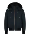 Moose Knuckles Shearling Trim Down Bomber Jacket In Black