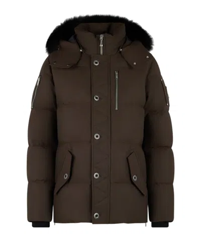 Moose Knuckles Long-sleeved Down Jacket In Brown