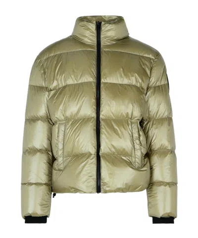 MOOSE KNUCKLES MOOSE KNUCKLES LOGO PATCH ZIP-UP PUFFER JACKET