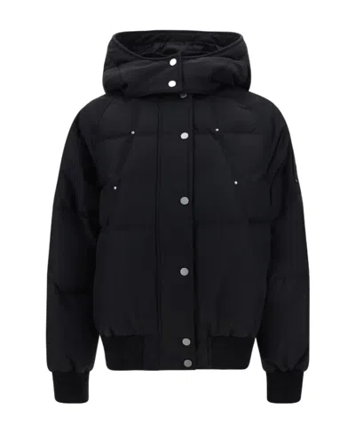 Moose Knuckles Long-sleeved Hooded Cotton-padded Suit In Black