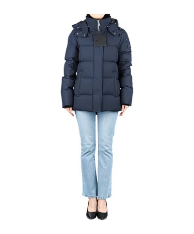 Moose Knuckles Long-sleeved Hooded Cotton Suit In Blue