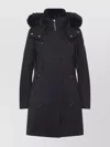 Moose Knuckles Longline Parka With Fur Trim Hood In Black