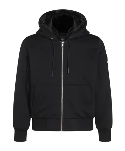 Moose Knuckles Bunny Logo-plaque Zip-up Hoodie In Black