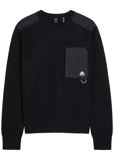 MOOSE KNUCKLES MOOSE KNUCKLES LOWAN PANELLED KNIT SWEATSHIRT