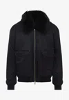 Moose Knuckles Ludo Gold Bomber Jacket In Black