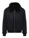 Moose Knuckles Padded Casual Jacket With Plush Fur Collar And Structured Silhouette In Black