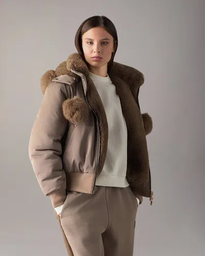 Moose Knuckles Luxe Satin Reversible Bomber In Ashen