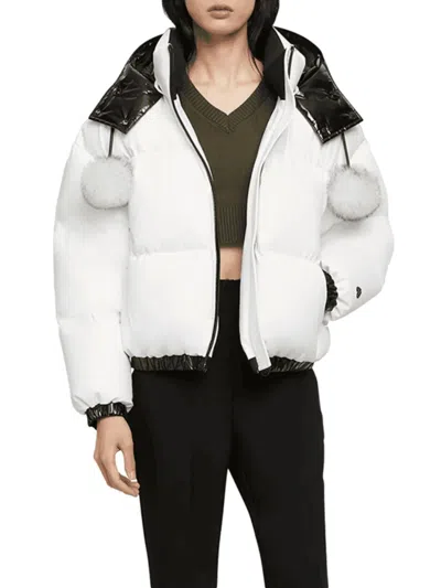 Moose Knuckles Macpeth Crop Puffer Jacket Milky Way In White