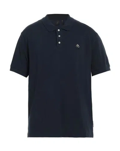 Moose Knuckles Man Polo Shirt Navy Blue Size Xxl Cotton In Navy Blue