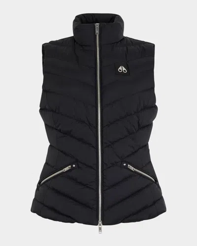 Moose Knuckles Marie Air Down Slim Puffer Vest In Black