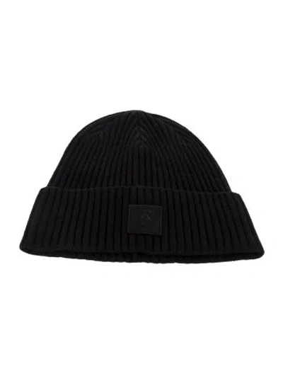 Pre-owned Moose Knuckles Marine Wool Branded Beanie W/tags In Black