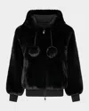 Moose Knuckles Mealy Reversible Hoodie Bunny Jacket In Black