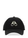 Moose Knuckles Black Baseball Cap With Metal Logo Patch In Cotton Man In Black